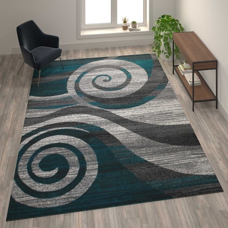 Flash Furniture Turquoise 8' x 10' Modern Swirl Pattern Area Rug OKR-RG1103-810-TQ-GG